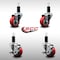Service Caster 3'' SS Red Poly Wheel Swivel 1-1/4'' Expanding Stem Caster Set 2 Brakes, 4PK SCC-SSEX20S314-PPUB-RED-2-TLB-2-114 - alternate 5